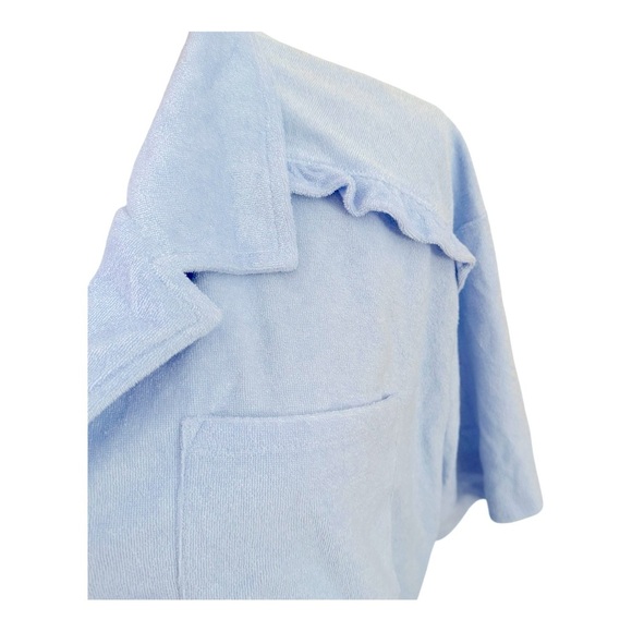 NWT BAR III Soft Terry Cloth Blue Short Sleeve Camp Shirt - Size 2X - Picture 4 of 13